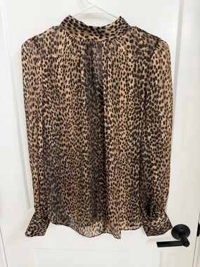 H&M Tan and Black Leopard Print Blouse